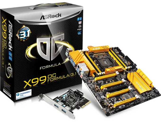 Это одна из самых доступных материнских плат X99 с форм-фактором E-ATX. ASRock X99 OC Formula / 3.1 - это очень стабильная, высокопроизводительная и многофункциональная материнская плата, которая поддерживает все семейства процессоров Intel Core i7 и Xeon 18-Core для LGA 2011-3 Socket (OC Socket). Эта игровая материнская плата оснащена четырьмя слотами PCI-E x16 и поддерживает конфигурации AMD 4-Way CrossFireX и NVIDIA 4-Way SLI для нескольких графических процессоров.